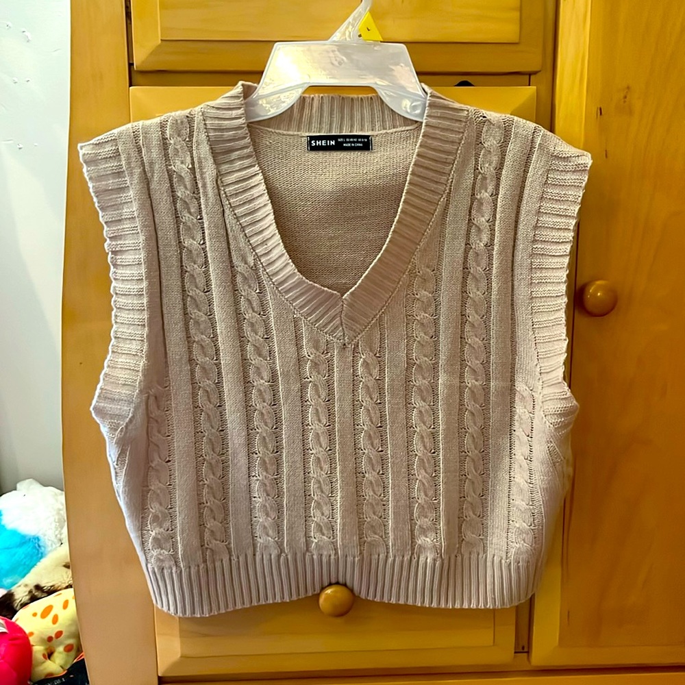 Cream/Light Brown Shein Sweater Vest